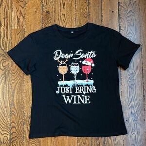 Source Unknown Black 'Dear Santa' Short Sleeve Tee- never worn!